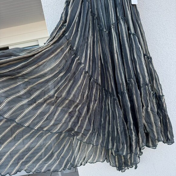 NWT Free People FP One Ember Striped Midi Skirt Green Small - Picture 1 of 11